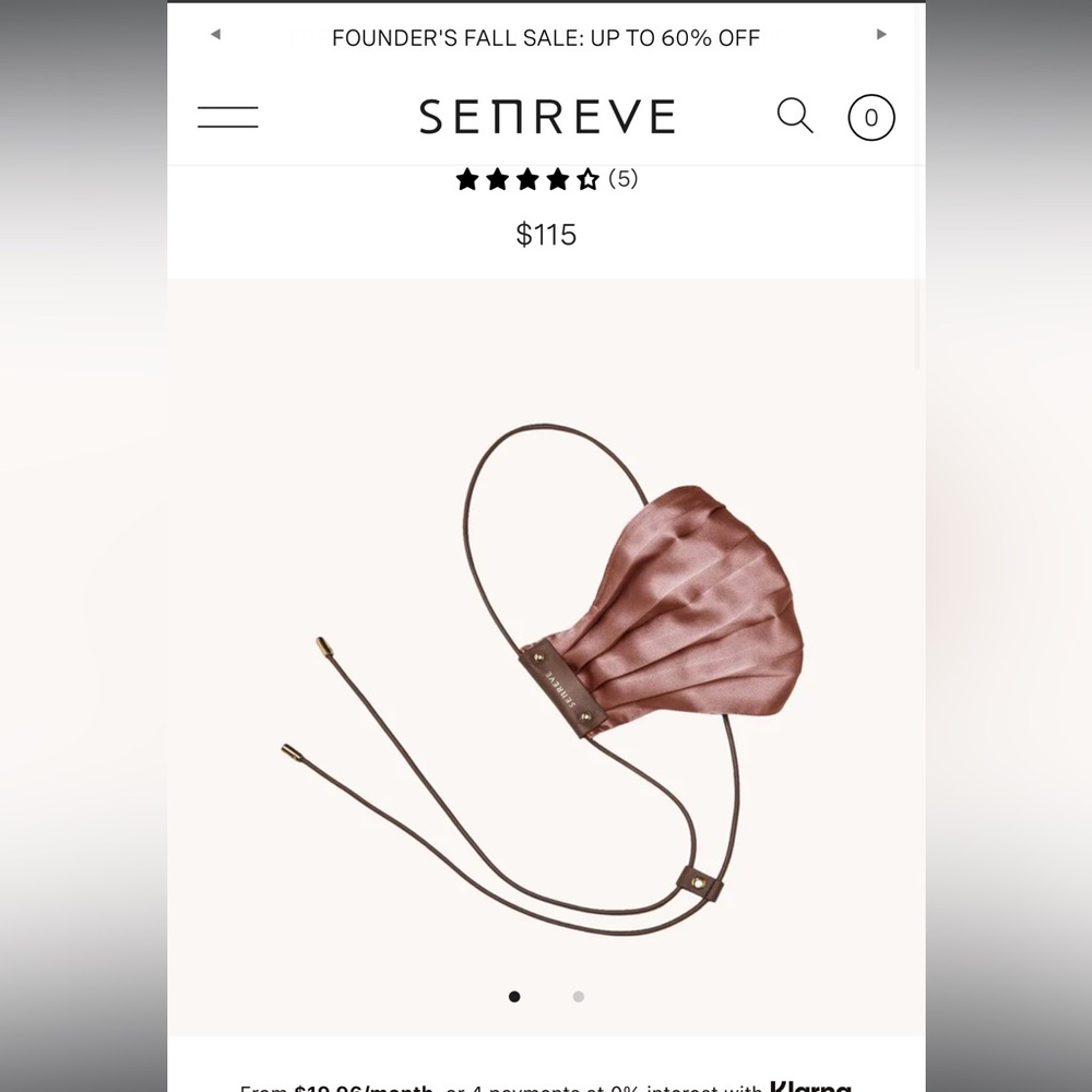 NWT Senreve Silk Face Mask Ash Rose